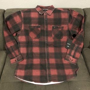 men’s Flannel RVCA Wayman Plaid LS XL RDE